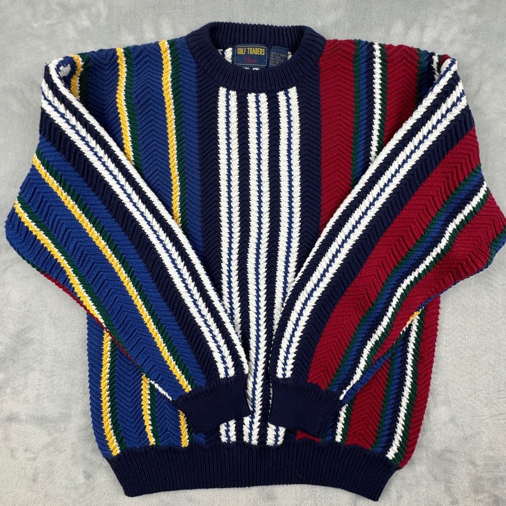 VTG 90's COOGI STYLE Abstract Gulf Traders Sweater Oversized Size Medium